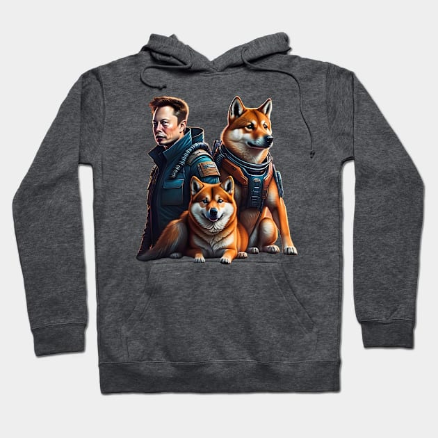 ELON MUSK ON MARS - DOGECOIN - SHIBA INU Hoodie by FLLLAS-WWOOINS BOUTIQUE